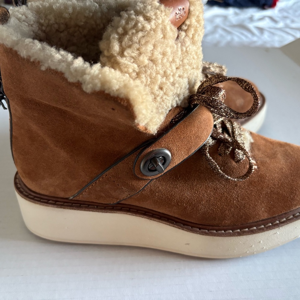 Coach Brown Leather Patch with Cream Shearling